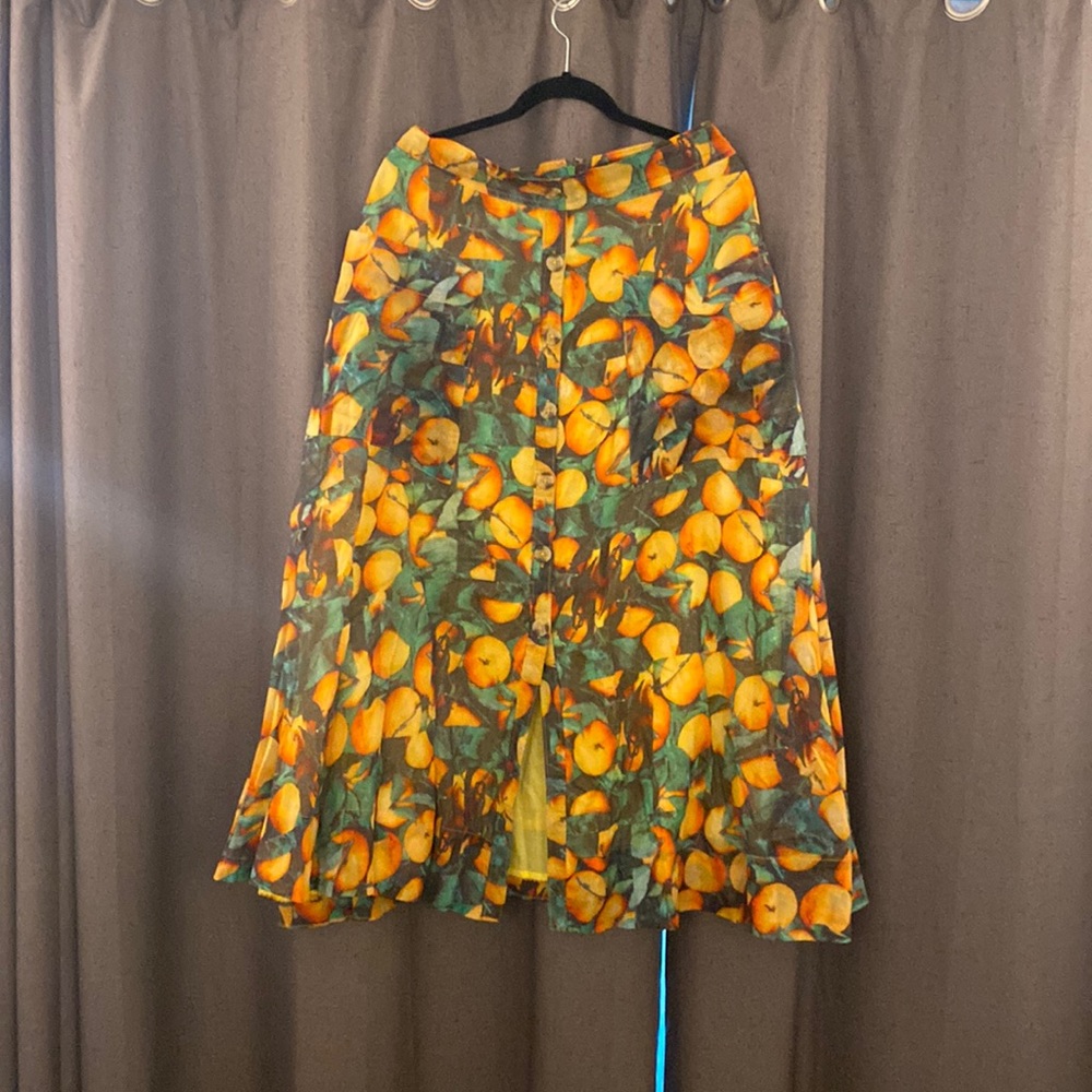 Maeve A-Line Skirt with Yellow Orange Fruit Print